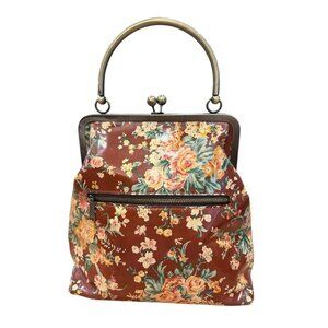Patricia Nash Leather Amalfitana Satchel Frame Vintage Botanical Garden Pre-Own